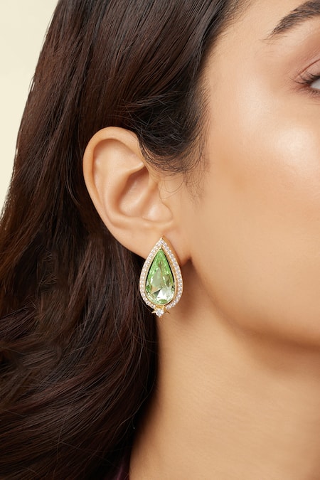 Shop Isharya Green Crystals, Stones Boraelis Candy Studs Online at Aza Fashions Shop_Isharya_Green Crystals, Stones Boraelis Candy Studs _Online_at_Aza_Fashions