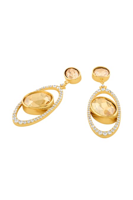 Isharya Gold Plated Crystals, Stones Cosmic Ember Dangler Earrings Online at Aza Fashions Isharya_Gold Plated Crystals, Stones Cosmic Ember Dangler Earrings _Online_at_Aza_Fashions
