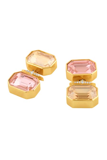 Isharya Gold Plated Crystals, Stones Pink Limoncello Drop Earrings Online at Aza Fashions Isharya_Gold Plated Crystals, Stones Pink Limoncello Drop Earrings _Online_at_Aza_Fashions