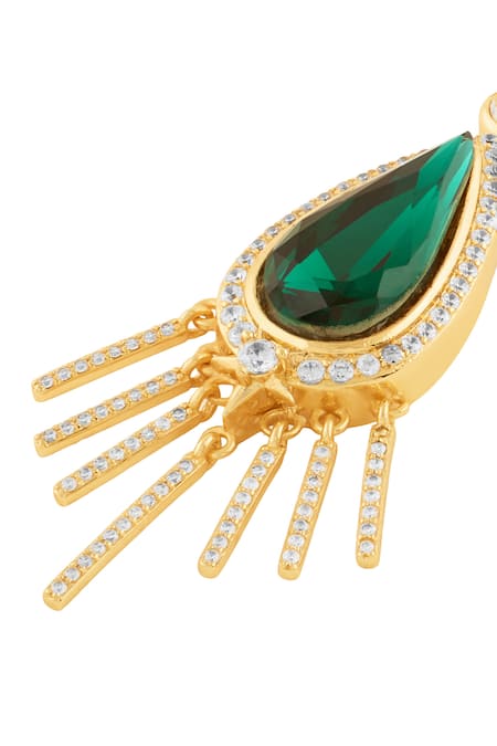 Buy_Isharya_Green Crystals, Stones Meekashis Magic Drop Danglers _Online_at_Aza_Fashions
