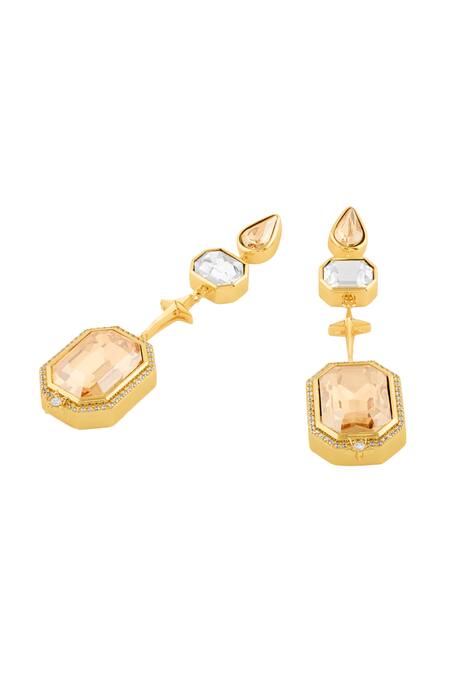 Buy_Isharya_Gold Plated Crystals, Stones Solistice Statement Danglers _Online_at_Aza_Fashions