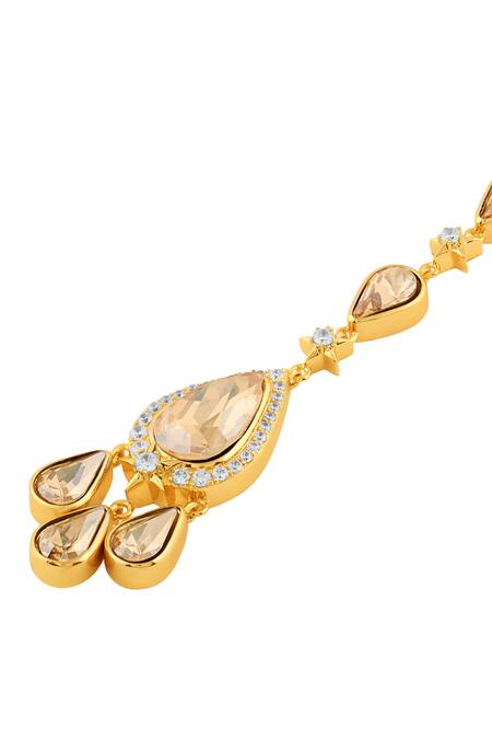 Buy_Isharya_Gold Plated Sylvara Embellished Maangtikka _Online_at_Aza_Fashions