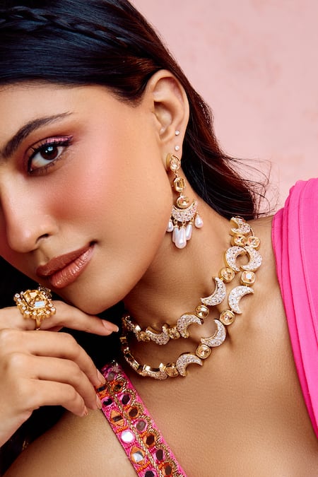 Isharya_Gold Plated Hinus Charm Lucky Necklace _at_Aza_Fashions