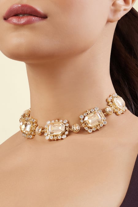 Shop_Isharya_Gold Plated Orbitra Choker Necklace _Online_at_Aza_Fashions