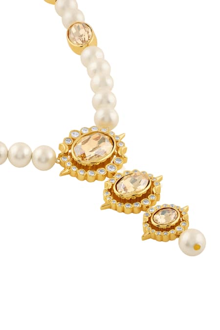 Isharya_White Scorpius Pearl Necklace _Online_at_Aza_Fashions