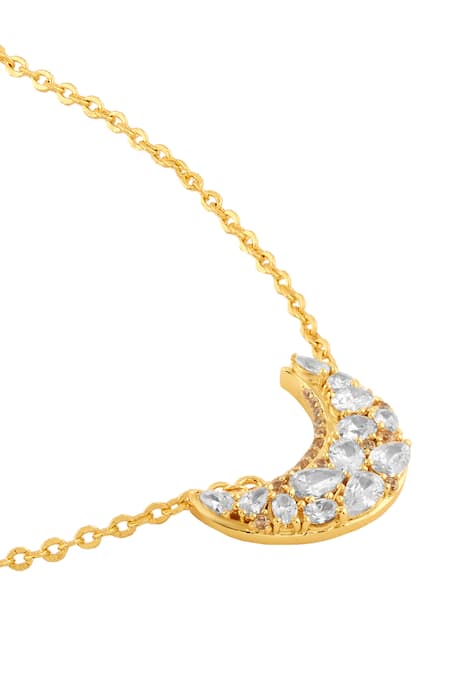 Isharya_Gold Plated Lune Pendant Necklace _Online_at_Aza_Fashions