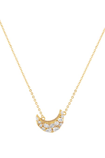 Buy_Isharya_Gold Plated Lune Pendant Necklace _Online_at_Aza_Fashions