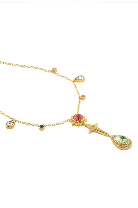 Isharya_Multi Color Arctura Y Pendant Necklace _Online_at_Aza_Fashions