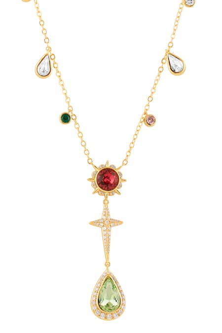 Buy_Isharya_Multi Color Arctura Y Pendant Necklace _Online_at_Aza_Fashions
