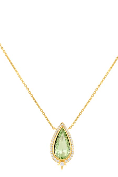 Isharya_Green Caelum Pendant Necklace _Online_at_Aza_Fashions
