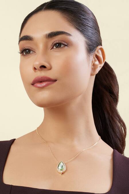 Shop_Isharya_Green Caelum Pendant Necklace _Online_at_Aza_Fashions