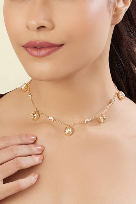 Shop_Isharya_Gold Plated Zenith Charm Necklace _Online_at_Aza_Fashions