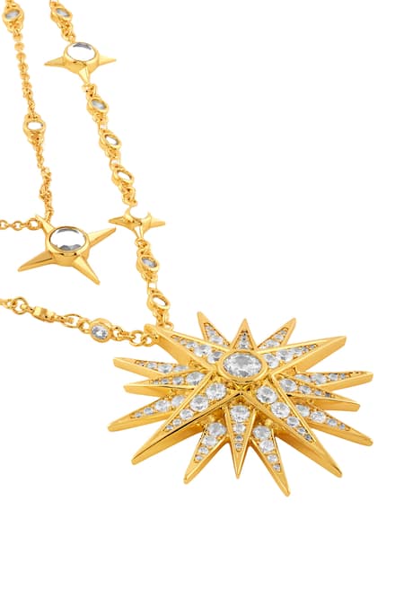Isharya_Gold Plated Starfall Layered Pendant Necklace _Online_at_Aza_Fashions