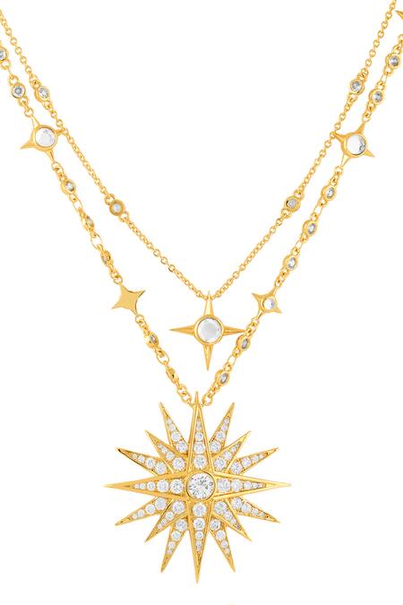 Buy_Isharya_Gold Plated Starfall Layered Pendant Necklace _Online_at_Aza_Fashions