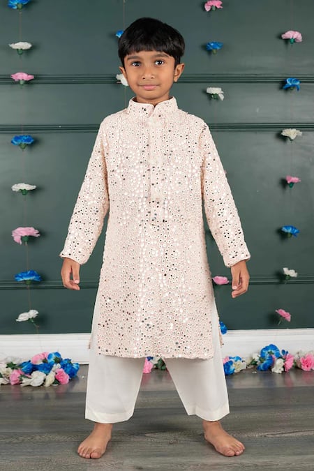 Shruti Jalan Pink Georgette, Shantoon Mirrors, Embroidery Kurta And Salwar Set 