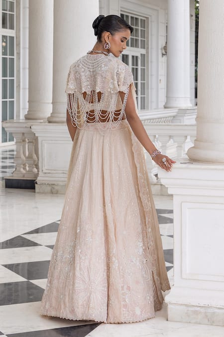 House Of Armuse Scallop Blouse & Shimmer Embellished Lehenga Set 