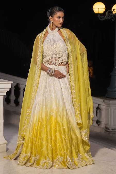 House Of Armuse Ombre Embroidered Lehenga Set  
