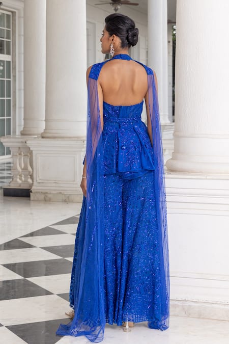 House Of Armuse Beadwork Peplum Kurta Sharara Set 