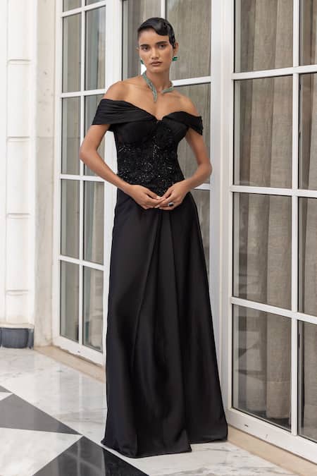 House Of Armuse Off-Shoulder Hand-Embellished Corset Gown 