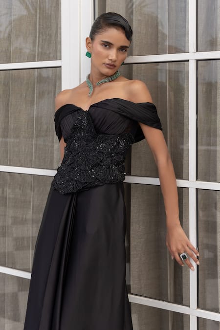 House Of Armuse Off-Shoulder Hand-Embellished Corset Gown 