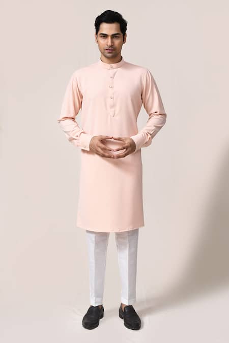 Arihant Rai Sinha Peach Plain Kurta & Pant Set 
