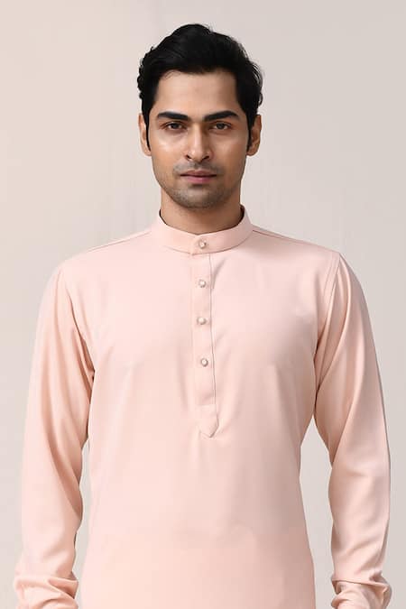 Arihant Rai Sinha Peach Viscose Plain Kurta And Pant Set at Aza Fashions Arihant Rai Sinha_Peach Viscose Plain Kurta And Pant Set _at_Aza_Fashions