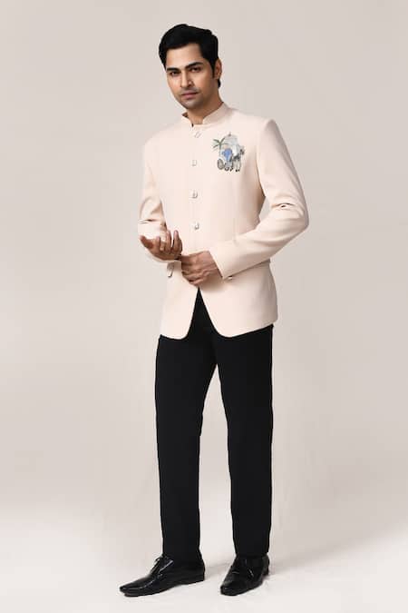Arihant Rai Sinha Cream Bandhgala & Black Pant Set 