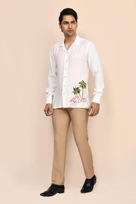 Aryavir Malhotra White Hand Work Shirt 