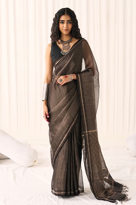 Five Point Five Tara Tissue Matka Silk Saree With Running Blouse 