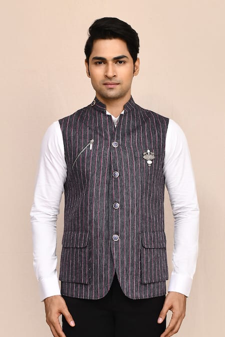 Arihant Rai Sinha Striped Nehru Jacket 