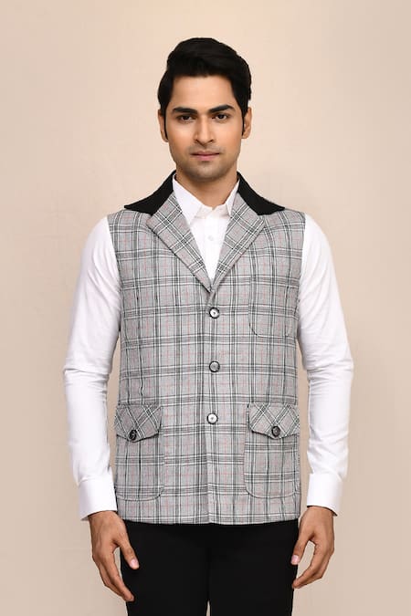 Arihant Rai Sinha Plaid Nehru Jacket 