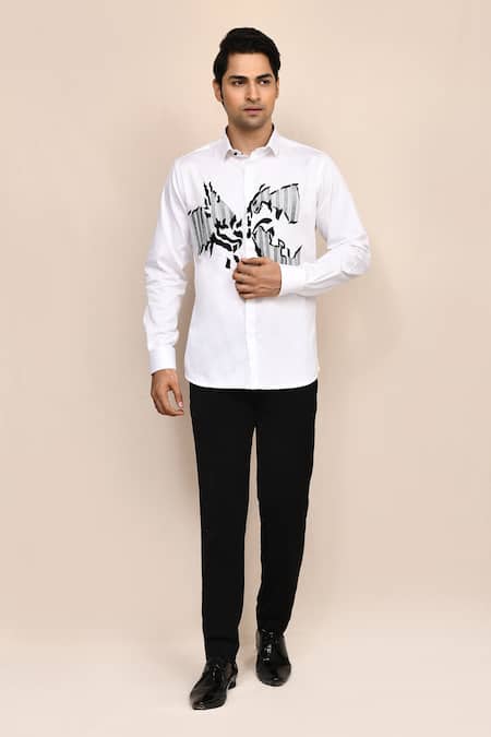 Aryavir Malhotra White Giza Cotton Shirt 