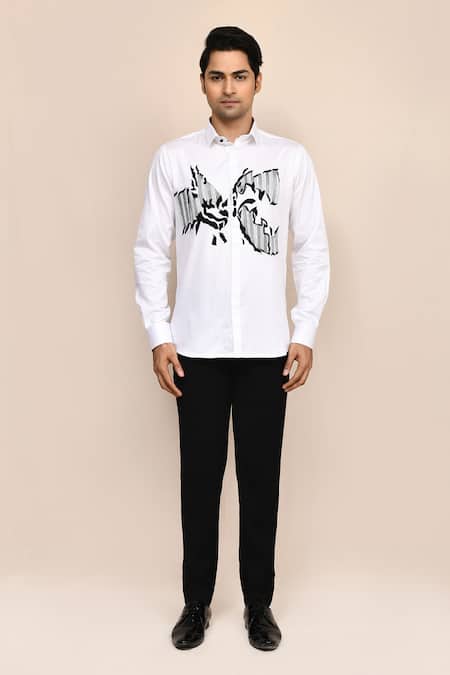 Buy_Aryavir Malhotra_White Cotton Giza Shirt _Online_at_Aza_Fashions