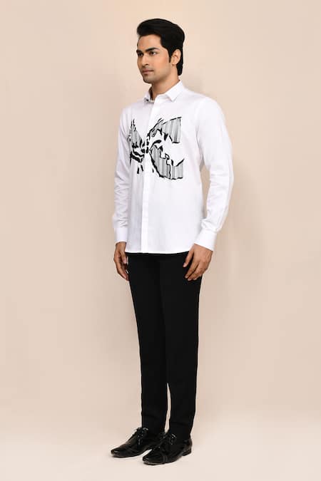 Shop_Aryavir Malhotra_White Cotton Giza Shirt _Online_at_Aza_Fashions