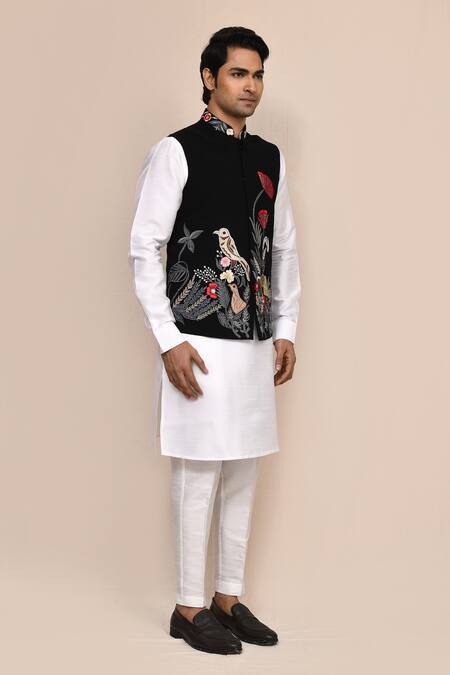 Buy_Arihant Rai Sinha_Black Embroidery Nehru Jacket _Online_at_Aza_Fashions