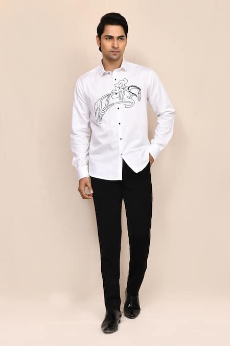 Aryavir Malhotra White Hand Work Shirt 