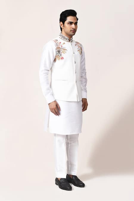 Buy_Arihant Rai Sinha_Off White Embroidery Hand Nehru Jacket _Online_at_Aza_Fashions