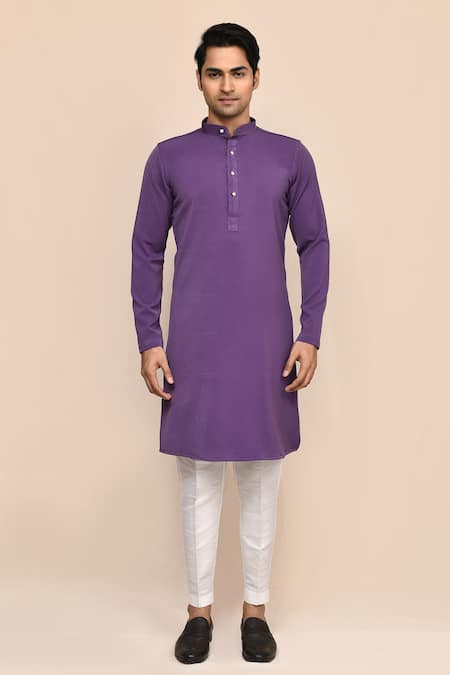 Buy_Arihant Rai Sinha_Purple Rayon Embroidery Hand Bundi Kurta Set _Online_at_Aza_Fashions