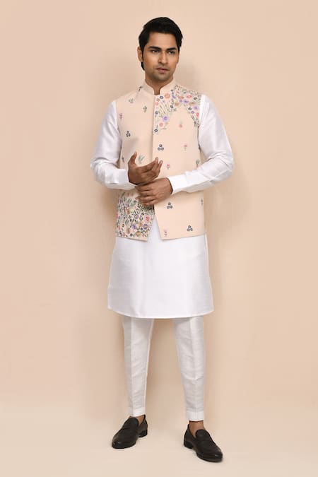 Arihant Rai Sinha Floral Embroidered Bundi Kurta Set 