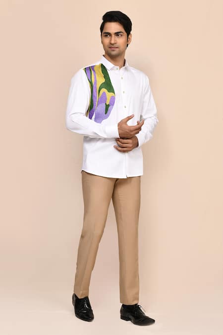 Aryavir Malhotra White Giza Cotton Shirt 