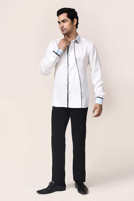 Aryavir Malhotra White Linen Satin Shirt 