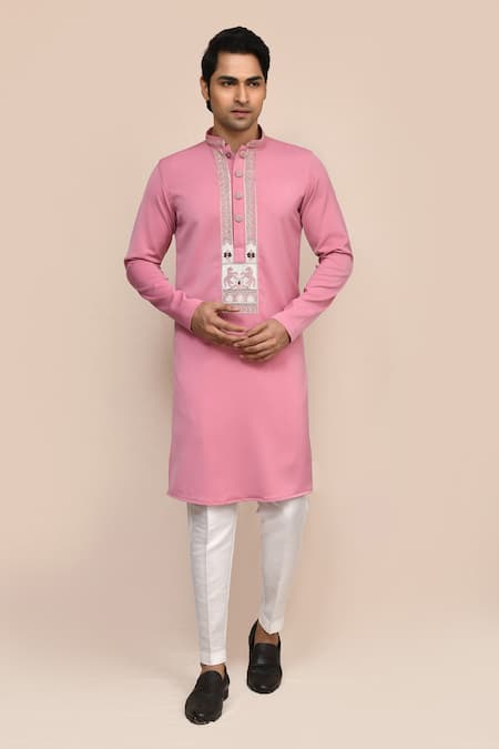 Arihant Rai Sinha Pink Hand Work Kurta & White Pant Set 