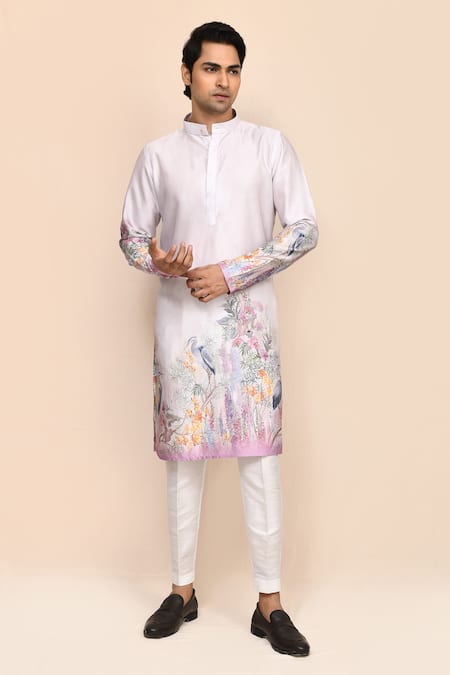 Arihant Rai Sinha Floral Print Satin Silk Kurta Set 