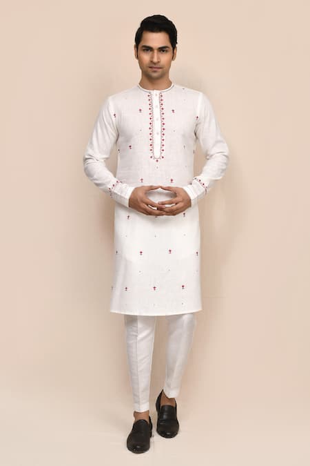 Arihant Rai Sinha Cream Full Hand Work Kurta & Pant Set 