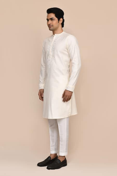 Arihant Rai Sinha_Cream Cotton Embroidery Cutdana Work Kurta And Pant Set _at_Aza_Fashions