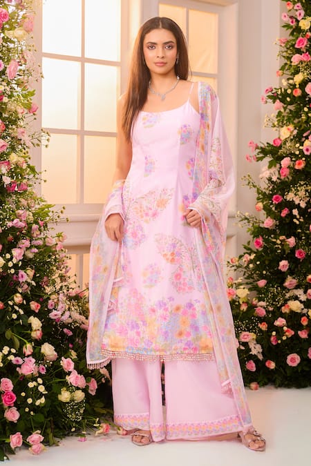 Label Priyanka Kar Floral Pattern Kurta Sharara Set 