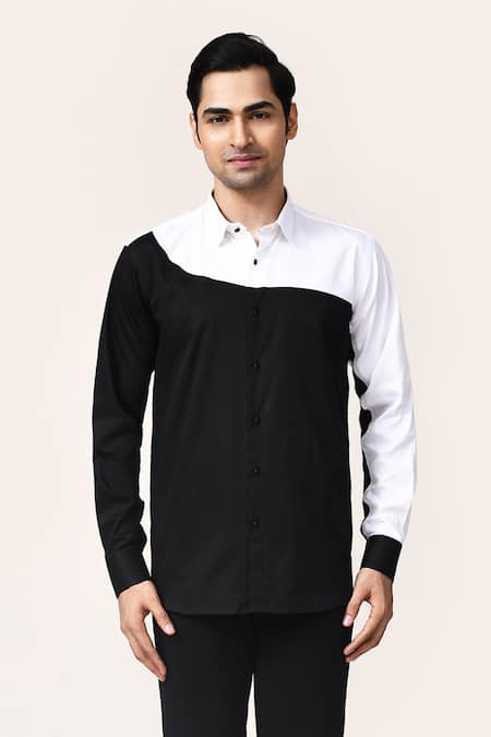 Aryavir Malhotra Color Block Giza Cotton Shirt 