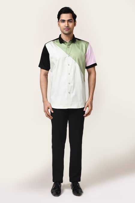 Aryavir Malhotra_Pink Cotton Multicolour Giza Shirt _Online_at_Aza_Fashions