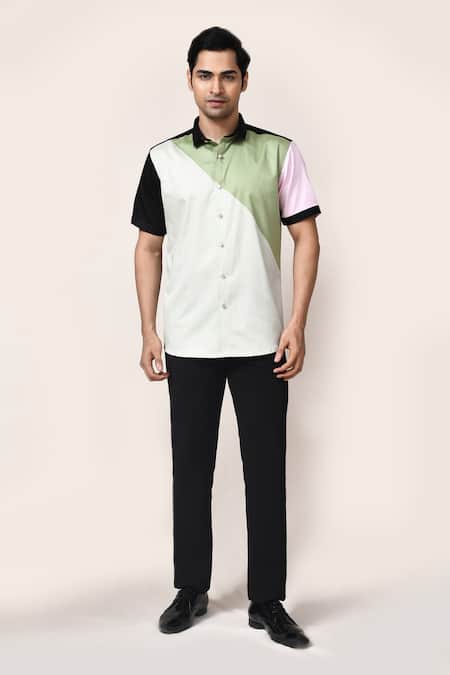 Shop_Aryavir Malhotra_Pink Cotton Multicolour Giza Shirt _Online_at_Aza_Fashions