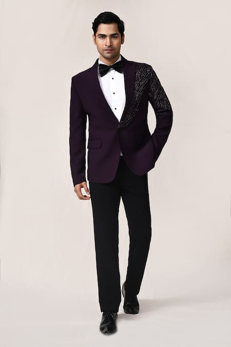 Aryavir Malhotra Dark Purple Jari Work Suit Set 